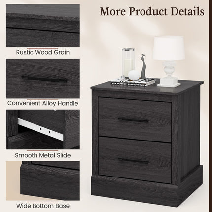 Dreamade Farmhouse Nightstand Set of 2, Wood Bedside Table with 2 Storage Drawers