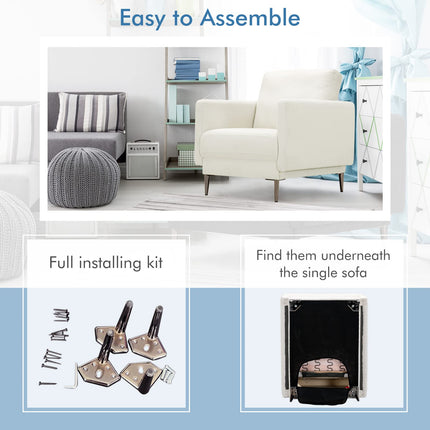 Dreamade Sofa Couch, for Bedroom, Reception Rooms, Chair & Loveseat(Grey & White)