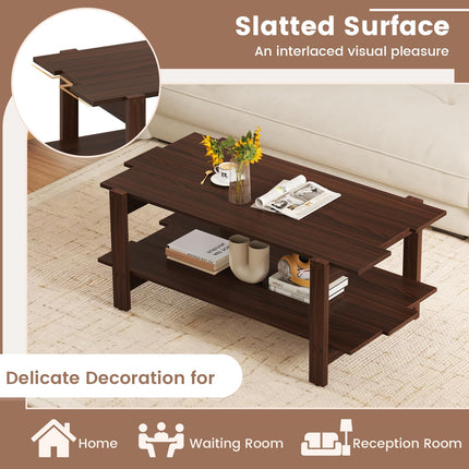 Dreamade 2-Tier Coffee Table with Storage Shelf