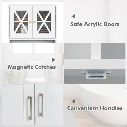 Dreamade 57" Tall Bathroom Cabinet, Storage Cabinet with Acrylic Doors & Adjustable Shelves