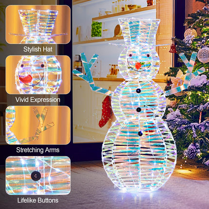 Dreamade 4 FT Lighted Christmas Snowman, Light-up Xmas Holiday Decoration with 100 LED Lights