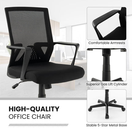 Dreamade Office Desk Chair with Lumbar Support, Ergonomic Mesh Office Chair with Wheels and Armrests