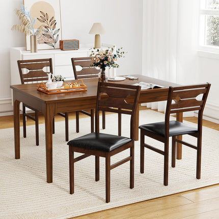 Dreamade Wooden Dining Chairs Set of 2/4 PU Leather Upholstered Kitchen Armless Chair