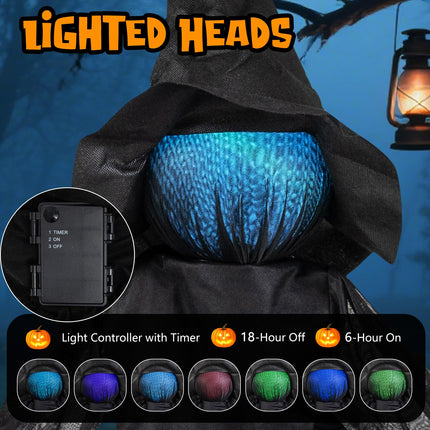 DREAMADE 4.3 ft 3 Pack Halloween Light Up Witches