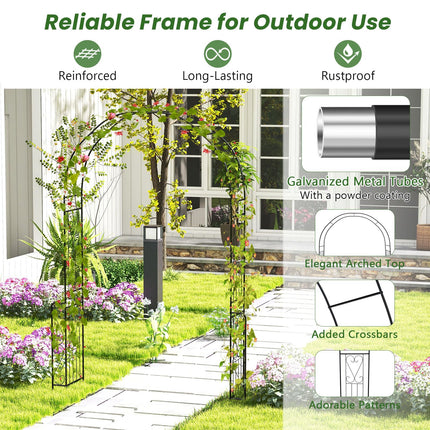 Dreamade Garden Arch Trellis - 7.9 ft Metal Arbor Pergola