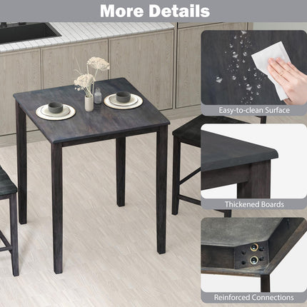 Dreamade Square Dining Table with Solid Wood Frame