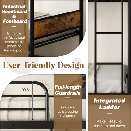 Dreamade Metal Twin Over Twin Bunk Bed with Trundle