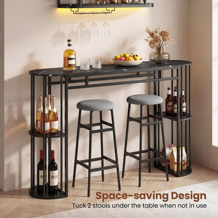 Dreamade 3 Pieces Bar Table Set for 2 with 2 Padded Stools