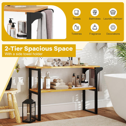 Dreamade 2 Tier Bathroom Storage Shelf with Towel Rack