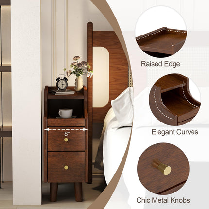 Dreamade Narrow Nightstand with 2 Drawers for Small Spaces (1/2)