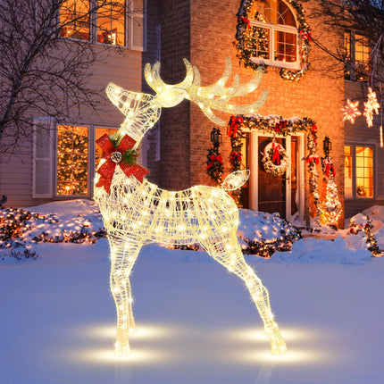 Dreamade Lighted Christmas Reindeer | 4.4 FT Pre-Lit Xmas Holiday Decoration
