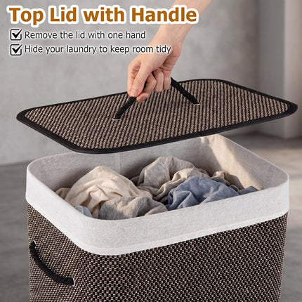 Dreamade 19 Gal Rectangular Bamboo Laundry Hamper with Lid
