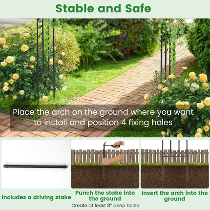 Dreamade Garden Arch Trellis, 60''W x 95''H Metal Arbor with Corrugated PE-Coated Steel Tubes for Climbing Plants Roses Ivy