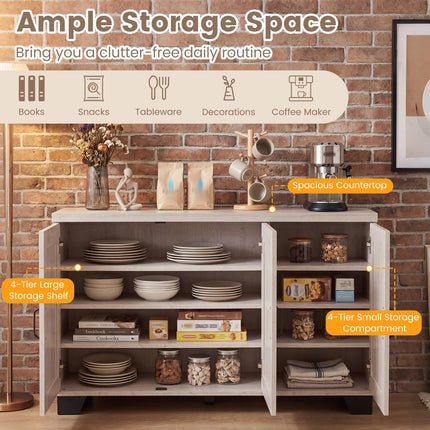 Dreamade Sideboard Buffet Cabinet | 45" Farmhouse Coffee Bar Cabinet with 3 Doors & Adjustable Shelves