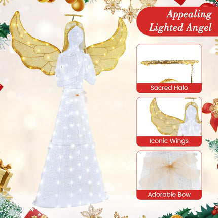 Dreamade 5 FT Christmas Pre-Lit Angel, Yard Lighted-up Festive Angel w/Halo