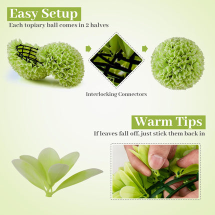 Dreamade 11 Inch Topiary Balls Artificial Outdoor Set of 2, Faux Boxwood Ball, Fake Plant Sphere