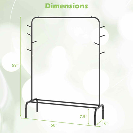 Dreamade 50" Wide Freestanding Garment Rack with Hanging Rod 8 Hooks & Storage Shelf