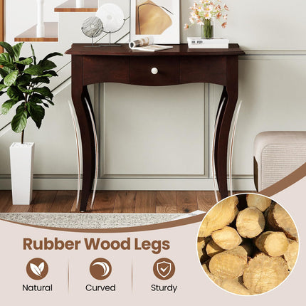 Dreamade Console Table with Drawer and Solid Wood Frame