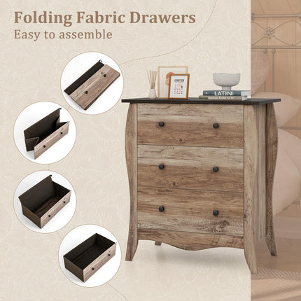 Dreamade Storage Cabinet with Foldable & Detachable Fabric Drawers, Anti-Tipping Kit, 26.5” x 15” x 30” Farmhouse Floor Cabinet