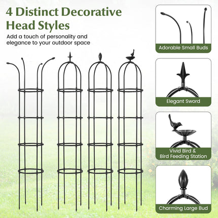 Dreamade 2-Pack Tomato Cages, 69” PE-Coated Metal Garden Obelisk Trellis for Climbing Plants
