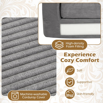 Dreamade 2-Seater Floor Couch with Removable Corduroy Cover