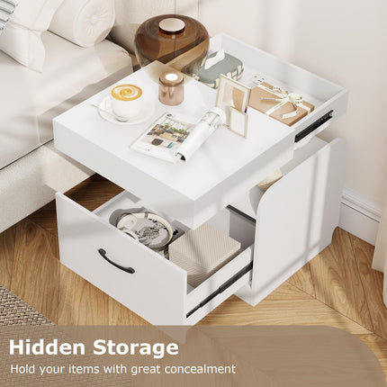 Dreamade Nightstand with Charging Station Modern Bedside Table for Living Room Bedroom Office