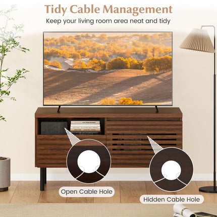 Dreamade Mid Century Modern TV Stand with Fluted Entertainment Center