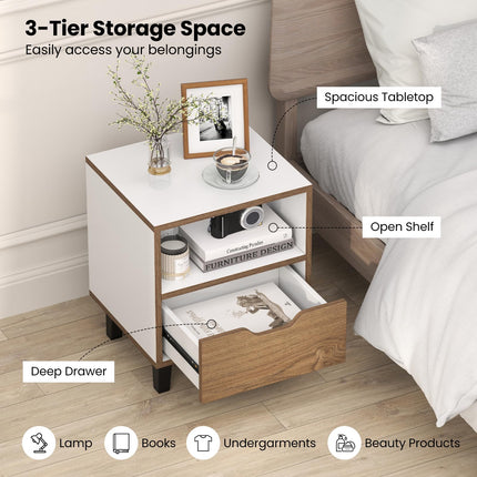 Dreamade Mid Century Modern Nightstand with Metal Legs