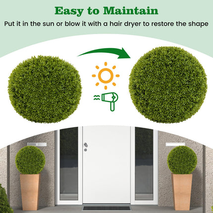 Dreamade 2 PCS 20 Inch Artificial Plant Topiary Ball, Round Faux Boxwood Balls Outdoor with Mimic Fluffy Leaves