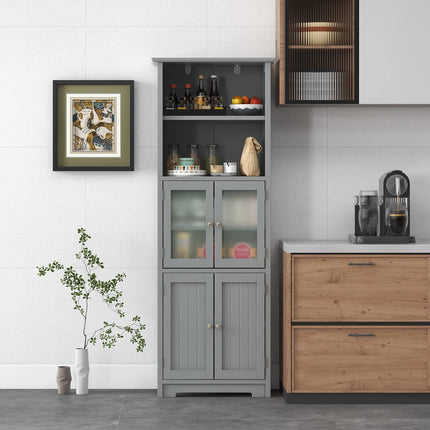 Dreamade 64" Tall Bathroom Storage Cabinet, Freestanding Kitchen Pantry Cupboard with 2 Cabinets