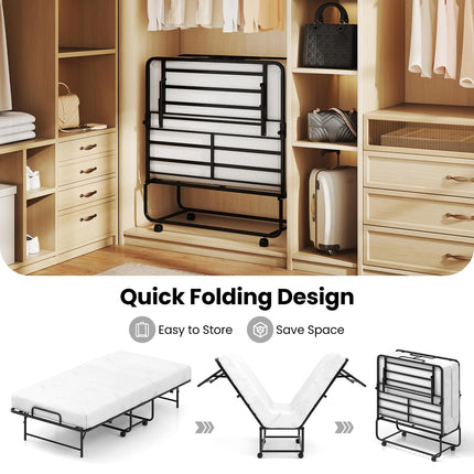 Dreamade Twin Folding Bed Frame with Mattress