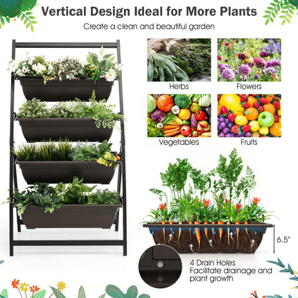 Dreamade 2 Pcs 4.1FT Vertical Raised Garden Bed, 4-Tier Elevated Planter Box