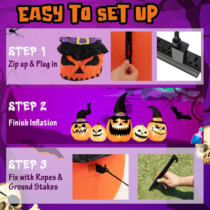 DREAMADE 5-Piece Inflatable Pumpkin Family Halloween Decoration w/LED Lights