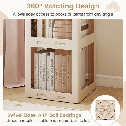 Dreamade 4-Tier Spinning Bookcase w/Swivel Base | Translucent Storage Organizer for Living Room