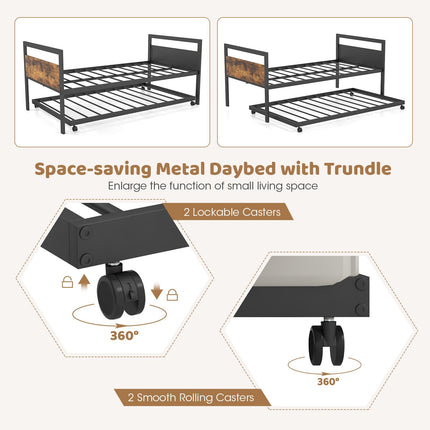 Dreamade Metal Daybed with Trundle