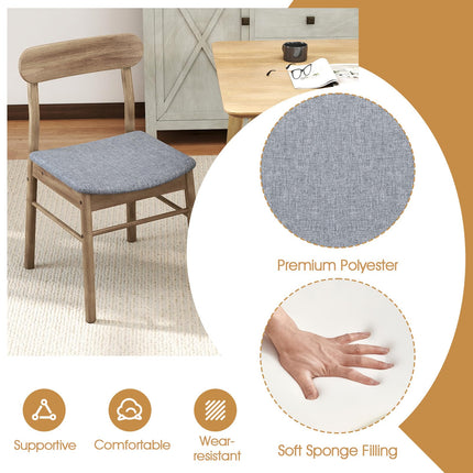 Dreamade Fabric Upholstered Kitchen Chairs with Rubber Wood Frame and Padded Curved Seat