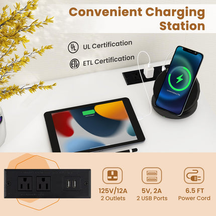 Dreamade Conference Table with Charging Station, 2/4/6 PCS 32" x 24" Rectangular Meeting Room Desk with Storage Bag & Hook