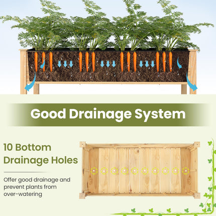 Dreamade 47"x23"x30" Elevated Wood Planter Box with Liner