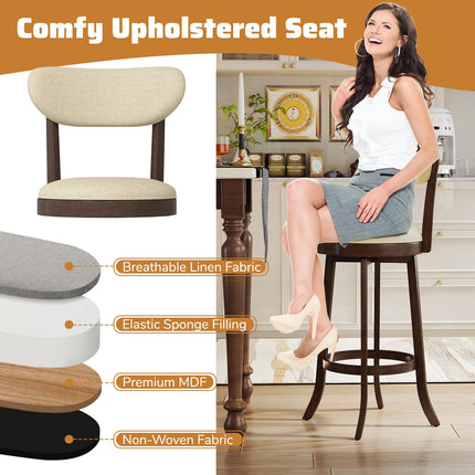 Dreamade 30.5" Swivel Bar Stools Set for Kitchen Island Dining Room Pub