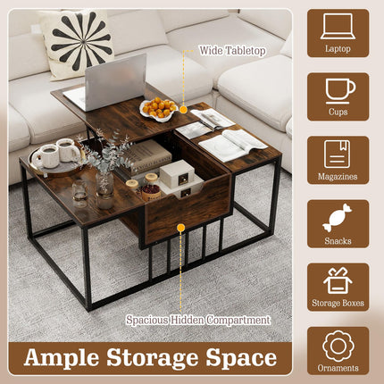 Dreamade Modern Center Table with Hidden Storage Compartment