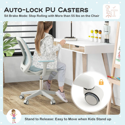 Dreamade Kids Desk Chair, Children Armrest Computer Chair with Sit-Lock Wheels