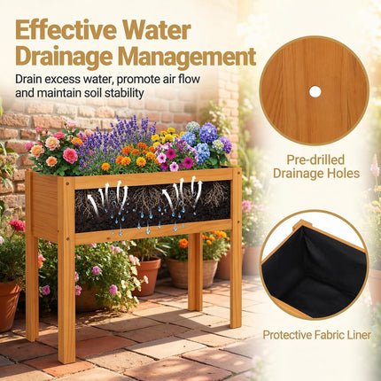 Dreamade Solid Wooden Raised Garden Bed w/Legs (35”Lx 16”Wx24”H)