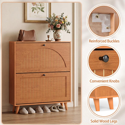 Dreamade Shoe Storage Cabinet with 2 Flip Drawers