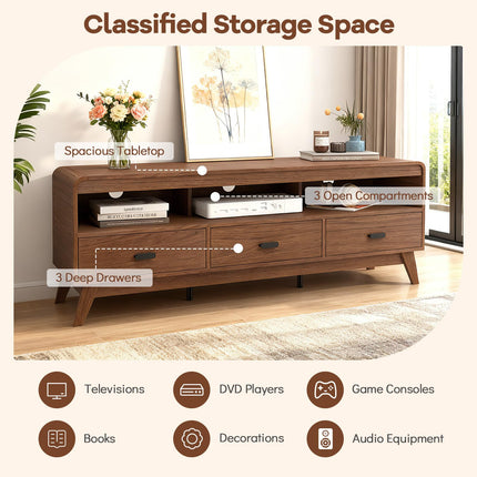 Dreamade TV Stand for 60-70 Inch TV Mid-Century Modern Entertainment Center with 3 Storage Drawers