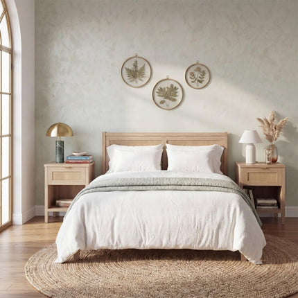 Dreamade Rattan Night Stand with Drawer and Open Shelf (1/2)