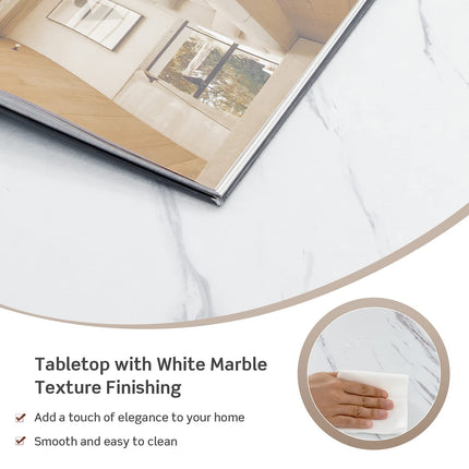 Dreamade 2-Tier Rectangular Coffee Table, Modern Chic Cocktail Table with Open Storage Shelf, White/Gold