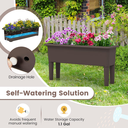 Dreamade Raised Garden Beds Outdoor Set of 2, Self-Watering Planter Box with Detachable Legs & Drainage Hole