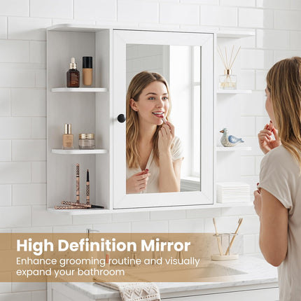 Dreamade Wall Mounted Bathroom Medicine Cabinet with Mirror & Shelves