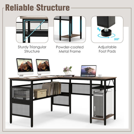 Dreamade L Shaped Desk with Power Outlets & USB Ports