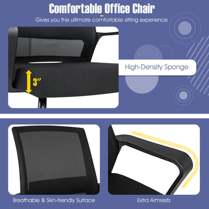 Dreamade Office Guest Chair, Office Guest Conference Chair w/Lumbar Support Ergonomic Backrest